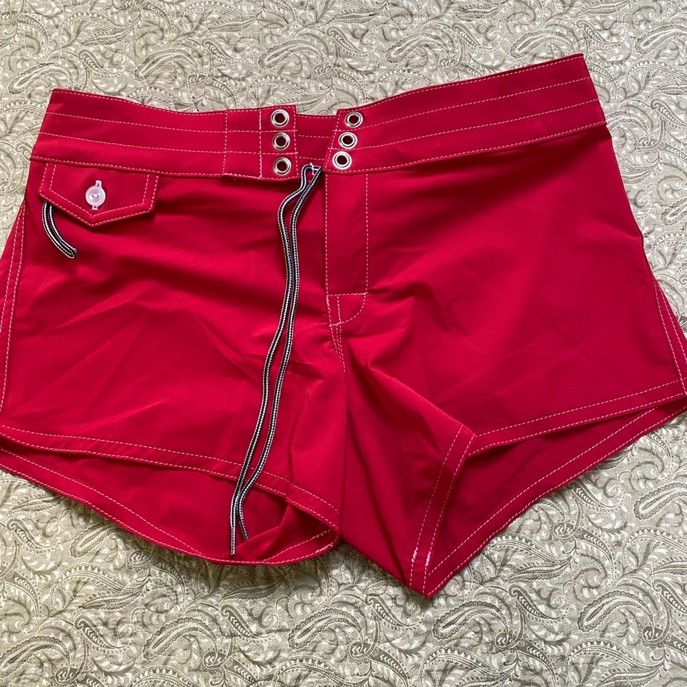 Red beach shorts